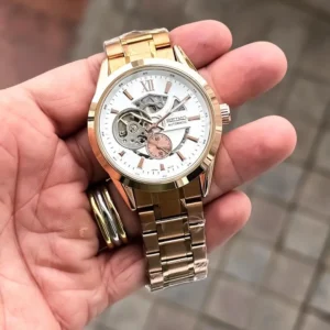 Premium Seiko Automatic Watch Rose White For Men (FT1411)