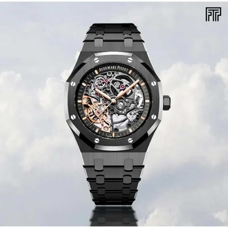 Stylish Audemars Piguet Royal Oak Watch Skeleton Automatic Black Black For Men (SG773)