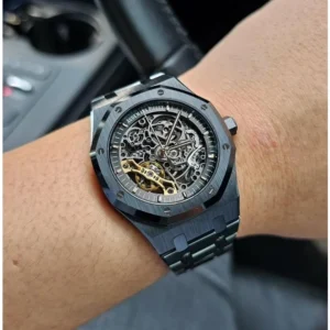 Stylish Audemars Piguet Royal Oak Watch Skeleton Automatic Black Black For Men (SG773)