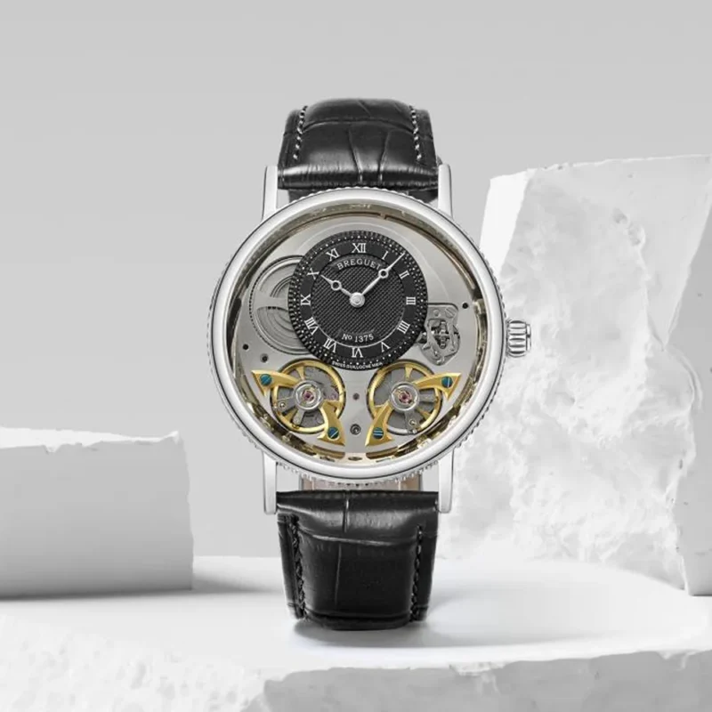 Stylish Breguet Double Engine Watch Black Silver For Men (SG2679)