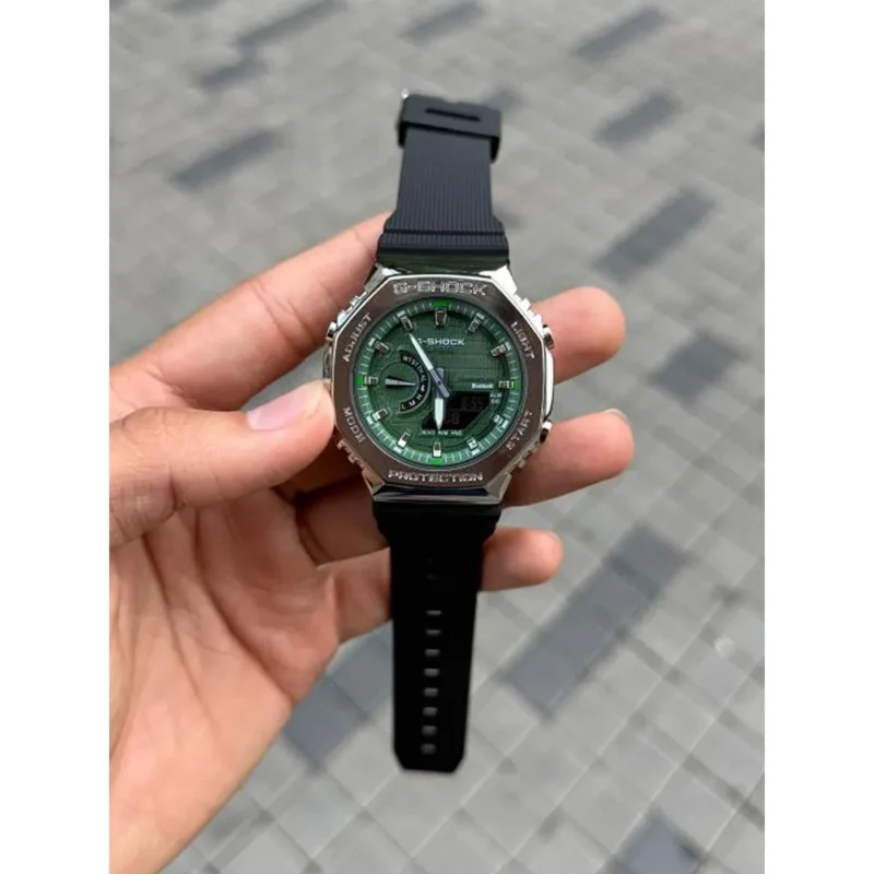 Stylish G Shock GM2100 Watch Metal Silver Green For Men (BOT972) Stylish G Shock GM2100 Watch Metal Silver Green For Men (BOT972)