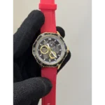 Tommy Hilfiger Watch Red Silicone Strap Automatic Open Machinery For Men (SUP231)